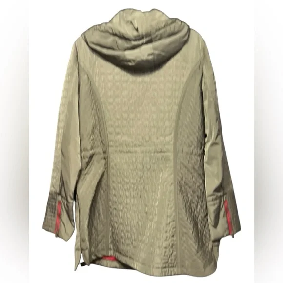 Montana Co Quilted Trench Barn Utility Coat Olive Green Removable Bib & Hood